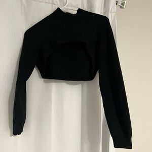 Anthropologie Black Ribbed Shawl Sweater